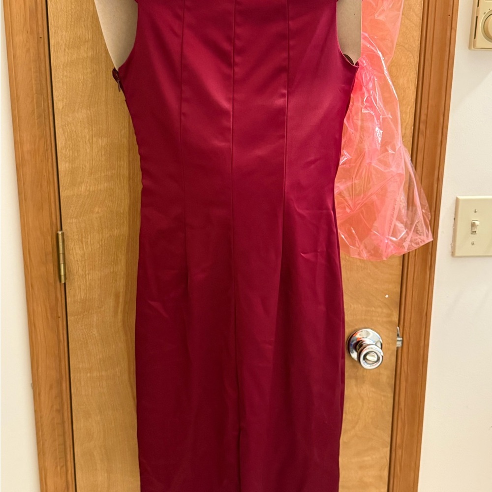 Cache Red Asymmetrical Ruched Sheath Dress - Picture 2 of 4